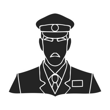 Müzesi güvenlik görevlisi simge siyah stil beyaz arka plan üzerinde izole içinde. Müze sembol stok vektör çizim.