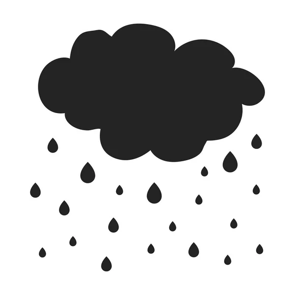 Het pictogram van de regen in zwarte stijl geïsoleerd op een witte achtergrond. Weer symbool voorraad vectorillustratie. — Stockvector