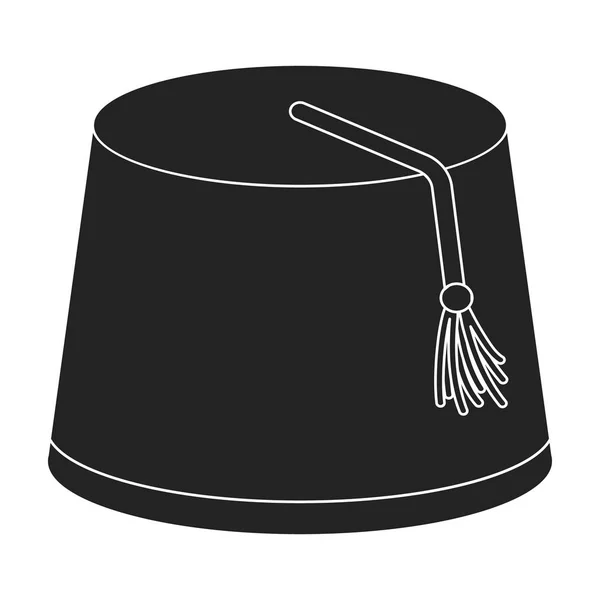 白い背景に分離された黒のスタイルでフェズ アイコン。トルコのシンボル株式ベクトル図. — ストックベクタ