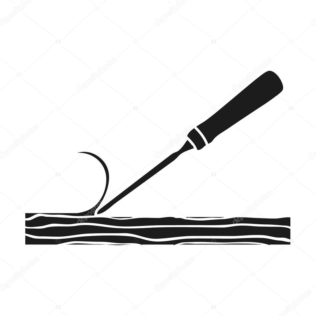 Chisel icon in black style isolated on white background. Sawmill and timber symbol vector illustration.