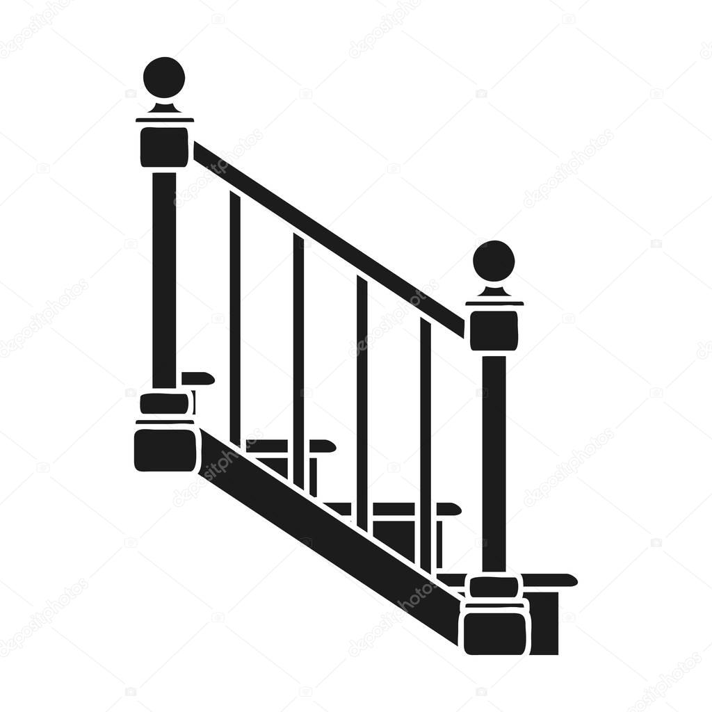 Stairs icon in black style isolated on white background. Sawmill and timber symbol vector illustration.