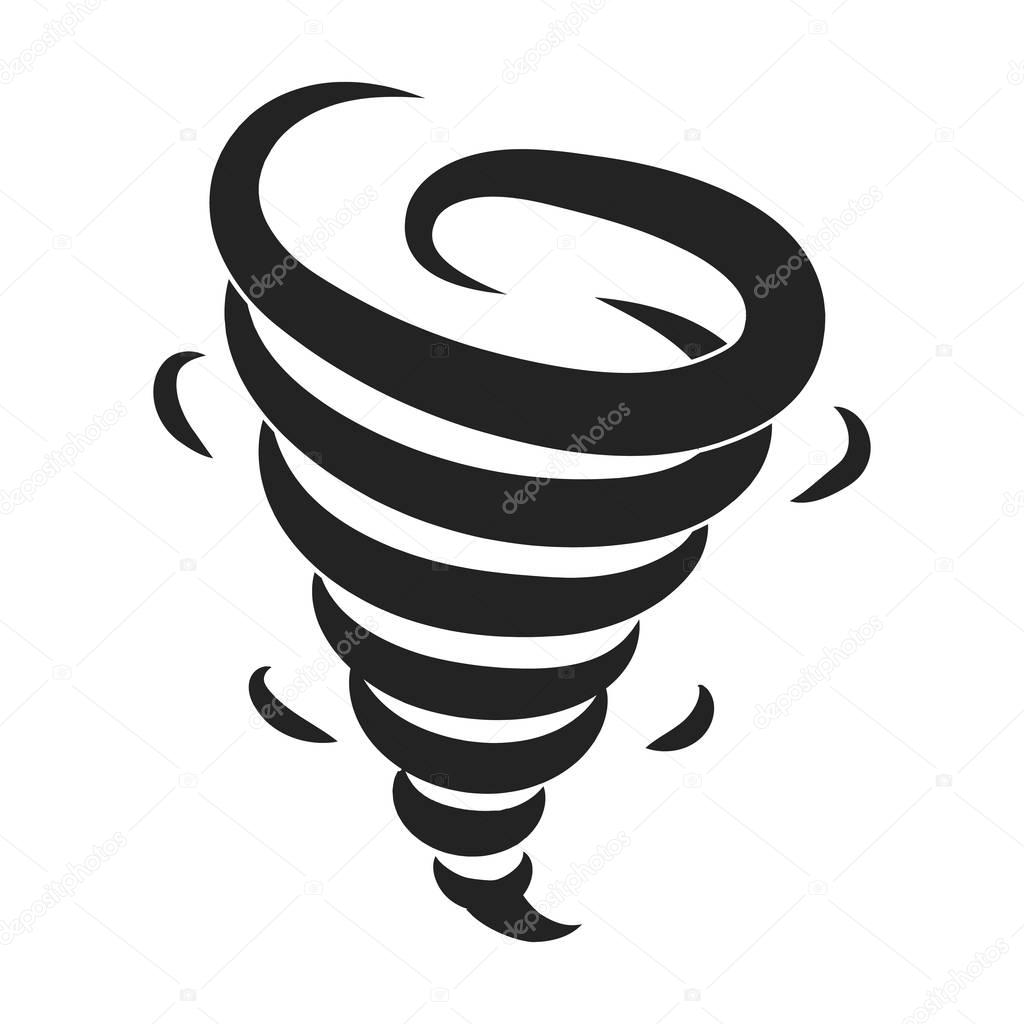 Tornado icon in black style isolated on white background. Weather symbol vector illustration.