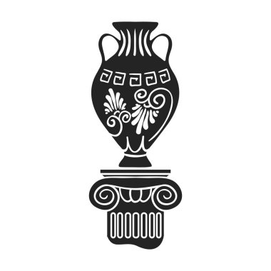 Amfora simge siyah stil beyaz arka plan üzerinde izole içinde. Müze sembol stok vektör çizim.