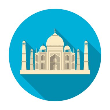 Taj Mahal simgesini düz stil beyaz arka plan üzerinde izole. Hindistan sembol stok vektör çizim.