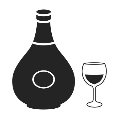 Konyak simge siyah stil beyaz arka plan üzerinde izole içinde. Alkol sembol stok vektör çizim.