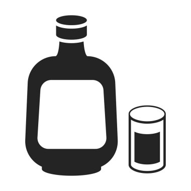 Bitkisel likörü simge siyah stil beyaz arka plan üzerinde izole içinde. Alkol sembol stok vektör çizim.