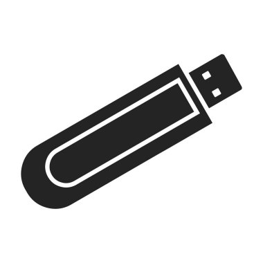 Flash sürücü simgesi beyaz arka plan üzerinde izole Siyah tarzında. Kişisel bilgisayar sembol stok vektör çizim.