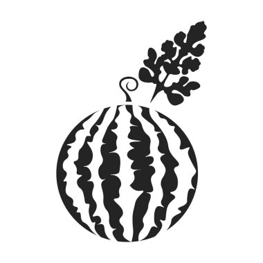 Karpuz simge siyah stil beyaz arka plan üzerinde izole içinde. Sembol stok vektör çizim bitki.