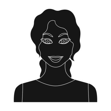 Readhead kadın simge siyah stil beyaz arka plan üzerinde izole içinde. Kadın sembol stok vektör çizim.