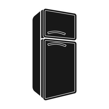 Buzdolabı simge siyah stil beyaz arka plan üzerinde izole içinde. Mutfak sembol stok vektör çizim.