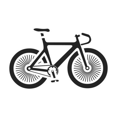 Bisiklet simge siyah stil beyaz arka plan üzerinde izole içinde. Spor ve fitness sembol stok vektör çizim.