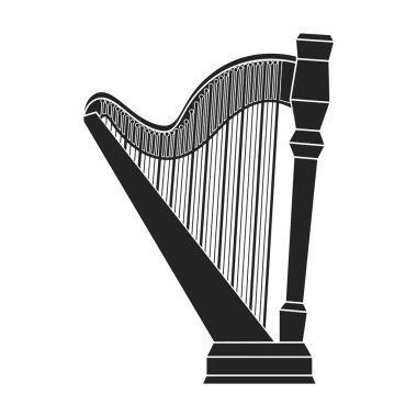 ARP simge siyah stil beyaz arka plan üzerinde izole içinde. Müzik aletleri hisse senedi vektör çizim sembolü