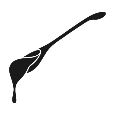 Tatlım simge siyah stil beyaz arka plan üzerinde izole içinde kaşık. Arı kovanı sembol stok vektör çizim