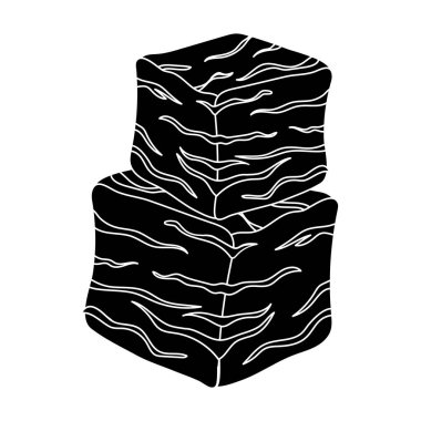 Doğranmış Dana eti simgesinde siyah stil beyaz arka plan üzerinde izole. Etler sembol stok vektör çizim