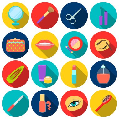 Siyah stil kümesi simgeleri oluşturur. Büyük vektör simge stok illüstrasyon makyaj koleksiyonu