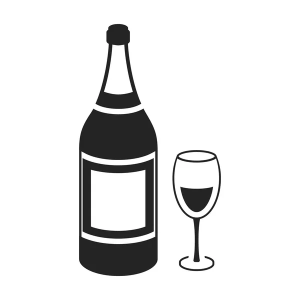 Champagner-Ikone im schwarzen Stil isoliert auf weißem Hintergrund. Alkohol Symbol Aktienvektor Illustration. — Stockvektor