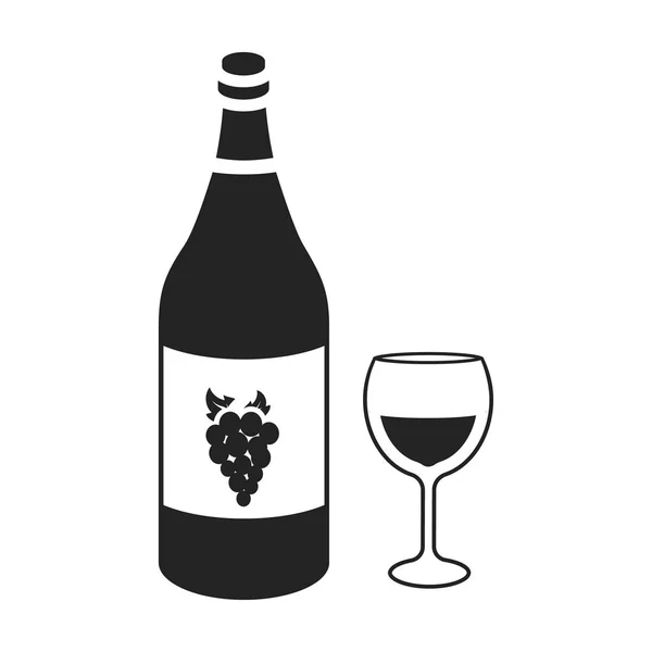 Icona di vino bianco in stile nero isolato su sfondo bianco. Illustrazione vettoriale del simbolo dell'alcol . — Vettoriale Stock