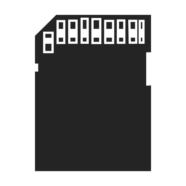 Icône de carte SD dans le style noir isolé sur fond blanc. Illustration vectorielle du symbole d'ordinateur personnel . — Image vectorielle