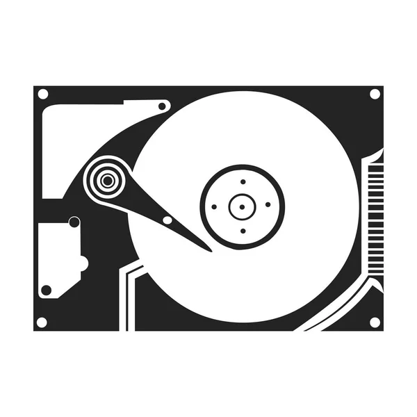 Icono de disco duro en estilo negro aislado sobre fondo blanco. Ordenador personal símbolo stock vector ilustración . — Vector de stock