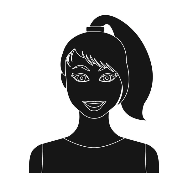 Brunetka ikona v černém stylu izolovaných na bílém pozadí. Žena symbol akcií vektorové ilustrace. — Stockový vektor
