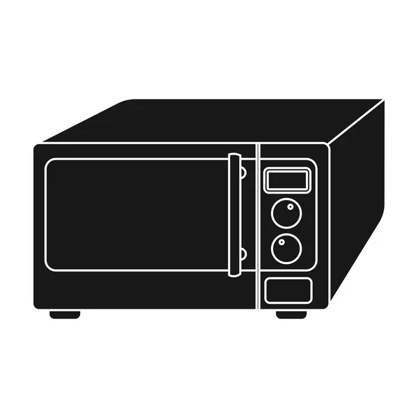 Icono de microondas en estilo negro aislado sobre fondo blanco. Cocina símbolo stock vector ilustración . — Archivo Imágenes Vectoriales