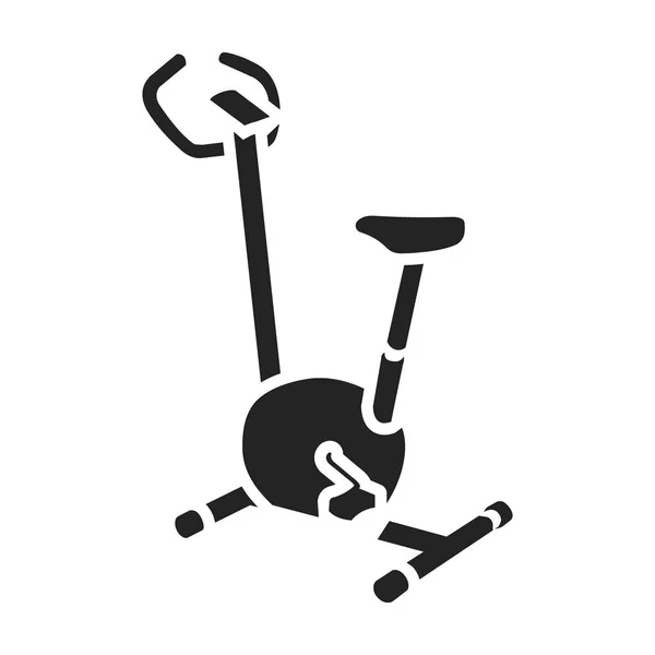 Icona per cyclette in stile nero isolata su sfondo bianco. Illustrazione vettoriale sport e fitness symbol stock . — Vettoriale Stock