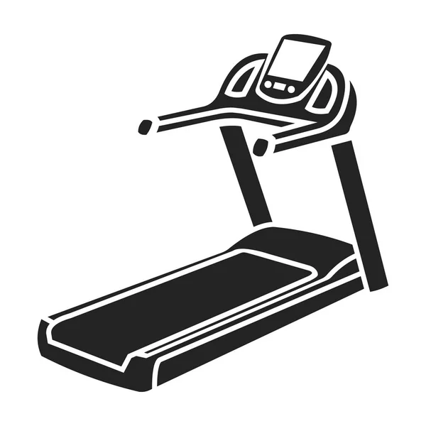 Běžecký pás ikona v černém stylu izolovaných na bílém pozadí. Sportovní a fitness symbol akcií vektorové ilustrace. — Stockový vektor