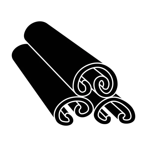 Κανέλα εικονίδιο σε μαύρο στυλ που απομονώνονται σε λευκό φόντο. Βότανο μια εικονογράφηση διάνυσμα απόθεμα σύμβολο μπαχαρικά. — Διανυσματικό Αρχείο