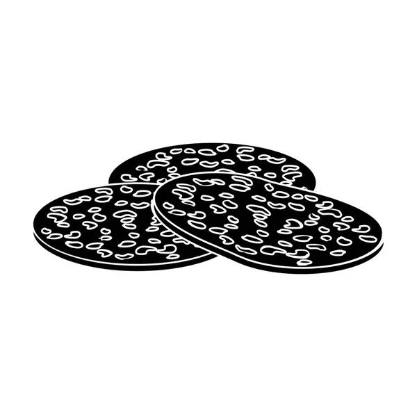 Icono de salami en estilo negro aislado sobre fondo blanco. Carnes símbolo stock vector ilustración — Vector de stock