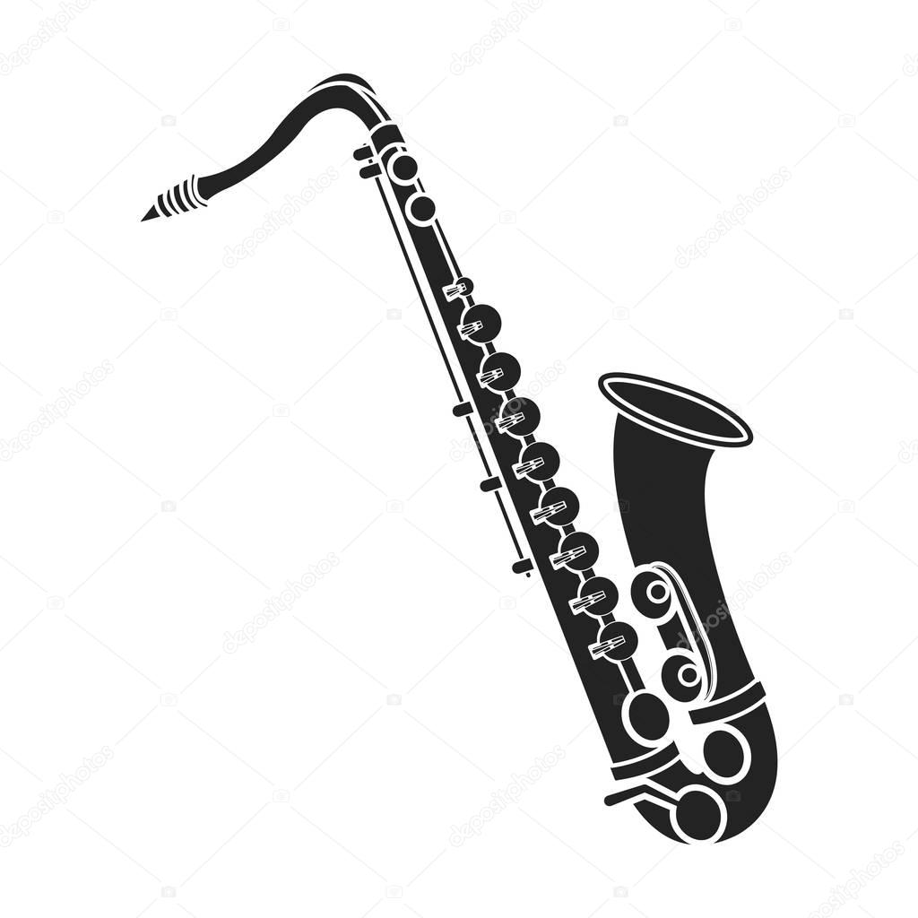 Saxophone icon in black style isolated on white background. Musical instruments symbol vector illustration