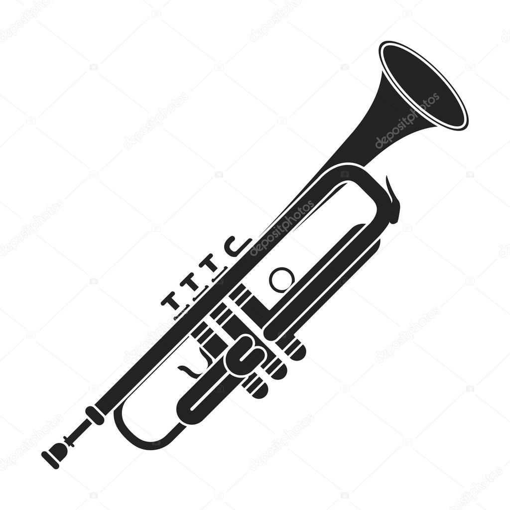 Trumpet icon in black style isolated on white background. Musical