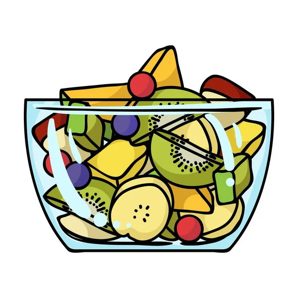 Obstsalat-Ikone im Cartoon-Stil isoliert auf weißem Hintergrund. Sport und Fitness Symbol Aktienvektor Illustration. — Stockvektor