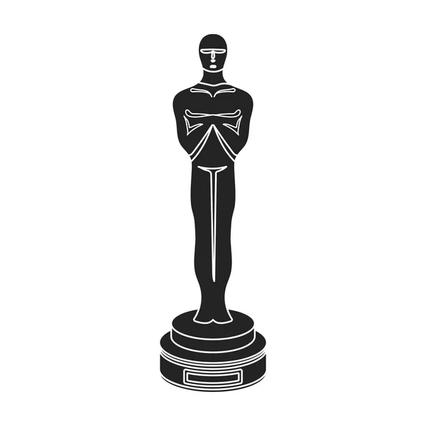 Academy award ikona v černém stylu izolovaných na bílém pozadí. Filmy a kina symbol akcií vektorové ilustrace. — Stockový vektor