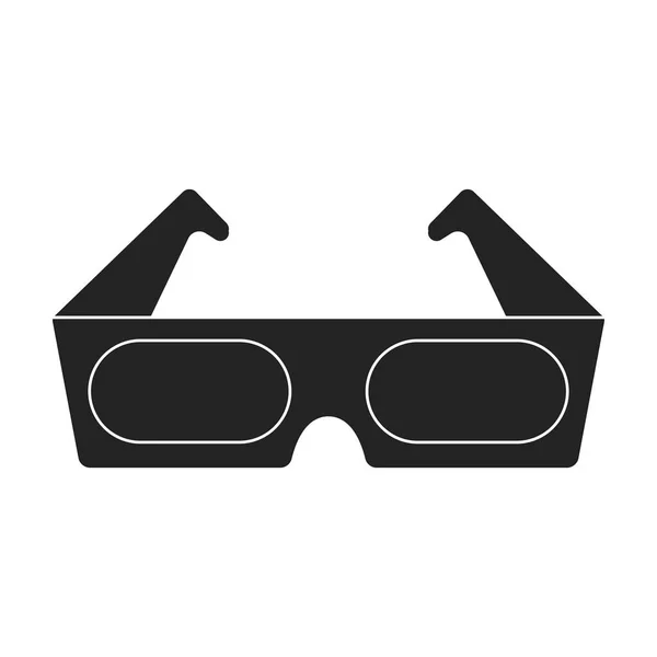 Ανάγλυφο 3d γυαλιά-εικονίδιο σε μαύρο στυλ που απομονώνονται σε λευκό φόντο. Ταινίες και κινηματογράφος απόθεμα σύμβολο διανυσματικά εικονογράφηση. — Διανυσματικό Αρχείο
