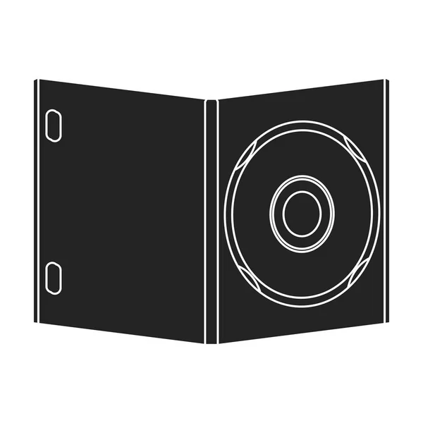 DVD com ícone de filme em estilo preto isolado no fundo branco. Filmes e símbolo de cinema ilustração vetorial estoque . — Vetor de Stock