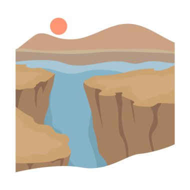 Büyük Kanyon simgesi beyaz arka plan üzerinde izole karikatür tarzı. ABD ülke sembol stok vektör çizim.