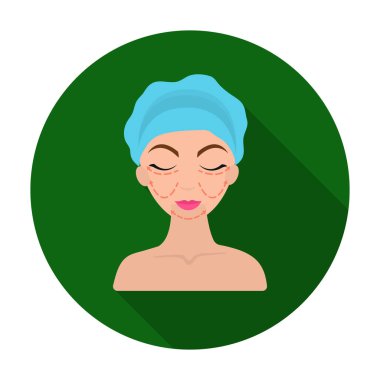 Estetik plastik ameliyat simgesini düz stil beyaz arka plan üzerinde izole. Cilt Bakımı sembol stok vektör çizim.