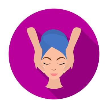 Yüz masajı simgesini düz stil beyaz arka plan üzerinde izole. Cilt Bakımı sembol stok vektör çizim.