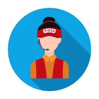 Düz stil beyaz arka plan üzerinde izole pazarlamacı simgesini. Pizza ve pizza sembol stok vektör çizim.