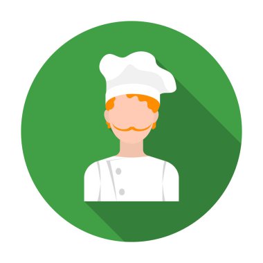 Şef simgesini düz stil beyaz arka plan üzerinde izole. Pizza ve pizza sembol stok vektör çizim.