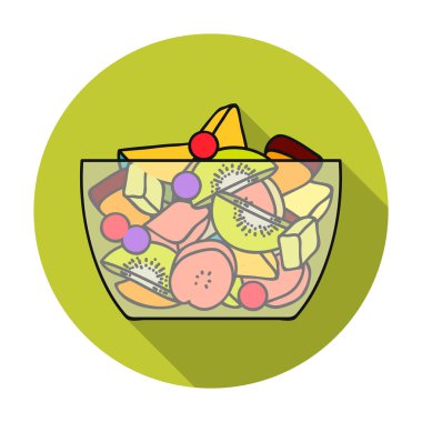 Düz stil beyaz arka plan üzerinde izole meyve salatası simgesini. Spor ve fitness sembol stok vektör çizim.