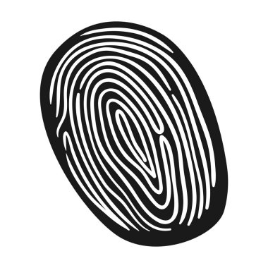 Parmak izi simge siyah stil beyaz arka plan üzerinde izole içinde. Suç sembol stok vektör çizim.