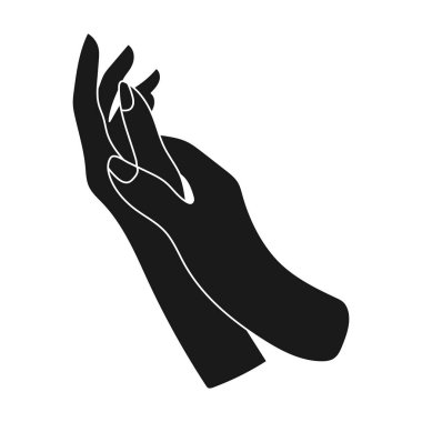 Simge siyah stil beyaz arka plan üzerinde izole içinde nemlendirici eller. Cilt Bakımı sembol stok vektör çizim.