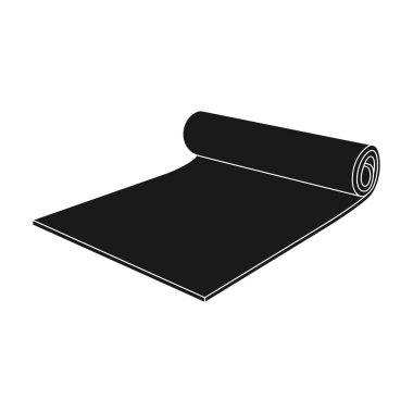 Fitness mat simge siyah stil beyaz arka plan üzerinde izole içinde. Spor ve fitness sembol stok vektör çizim.