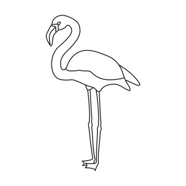 Flamingo simgesi beyaz arka plan üzerinde izole anahat tarzı. Kuş sembol stok vektör çizim.