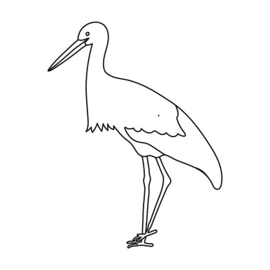 Leylek simgesi beyaz arka plan üzerinde izole anahat tarzı. Kuş sembol stok vektör çizim.