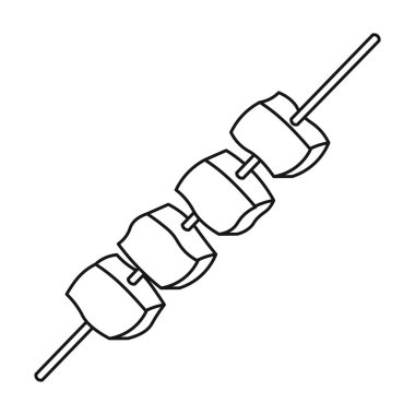 Anahat stili beyaz arka plan üzerinde izole et kebabı simgesini. Kamp sembol stok vektör çizim.