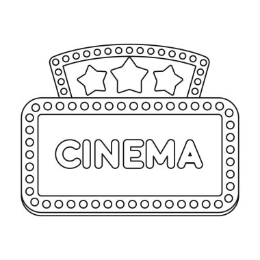 Sinema tabela simgesi beyaz arka plan üzerinde izole anahat tarzı. Filmler ve sinema sembol stok illüstrasyon vektör.