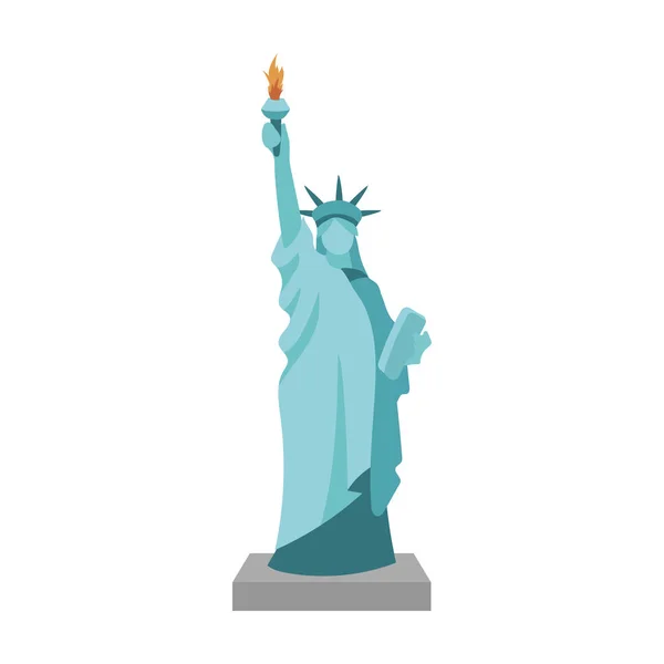 Estatua de la Libertad icono en estilo de dibujos animados aislado sobre fondo blanco. EE.UU. país símbolo stock vector ilustración . — Vector de stock