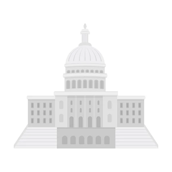 États-Unis Capitole icône dans le style de dessin animé isolé sur fond blanc. Illustration vectorielle du symbole du pays USA . — Image vectorielle